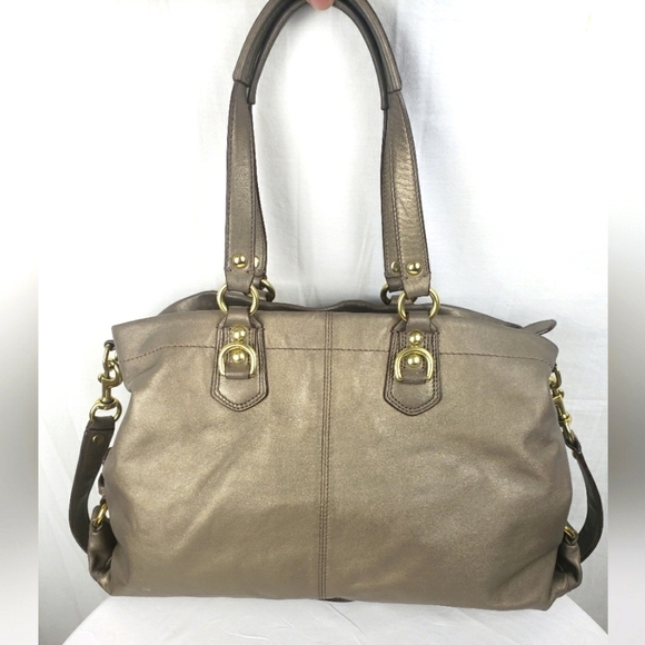 Coach Ashley Steel Metallic Elegant Leather Crossbody Shoulder Bag Sz Large - Picture 6 of 15